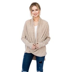 Evy’s Tree Jessica Ribbed Cardigan in Tan Oatmeal, size S/M